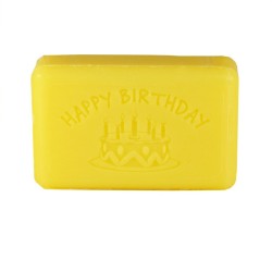 Savon Happy Birthday, enrichi au beurre de karité bio. Les Savonneries du Soleil.