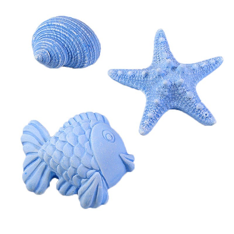 Lot de mini plâtres Méditerranée : coquillage, étoile de mer, poisson. Les Savonneries du Soleil