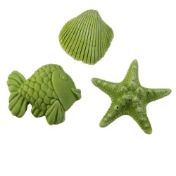 Lot de mini plâtres Provence : coquillage, étoile de mer, poisson. Les Savonneries du Soleil
