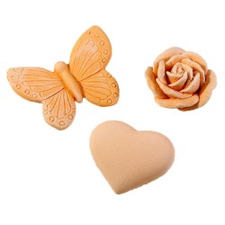 Lot de mini plâtres Vanille : cœur, papillon, rose. Les Savonneries du Soleil