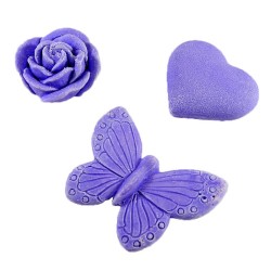 Lot de mini plâtres Lavande : cœur, papillon, rose. Les Savonneries du Soleil